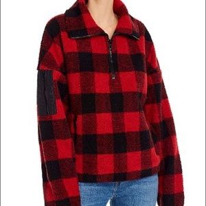 AQUA Plaid Red Flannel Pullover